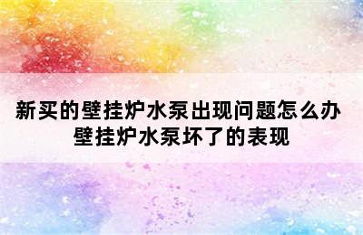 新买的壁挂炉水泵出现问题怎么办 壁挂炉水泵坏了的表现